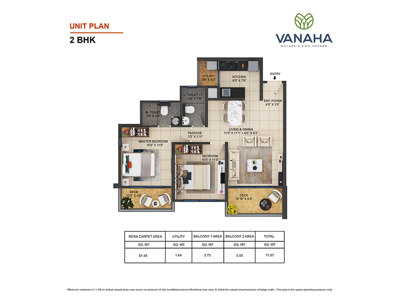 Vanaha 2 BHK Valley Vista Floor Plan