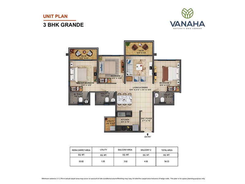Vanaha 3 BHK Grande Residence Floor Plan