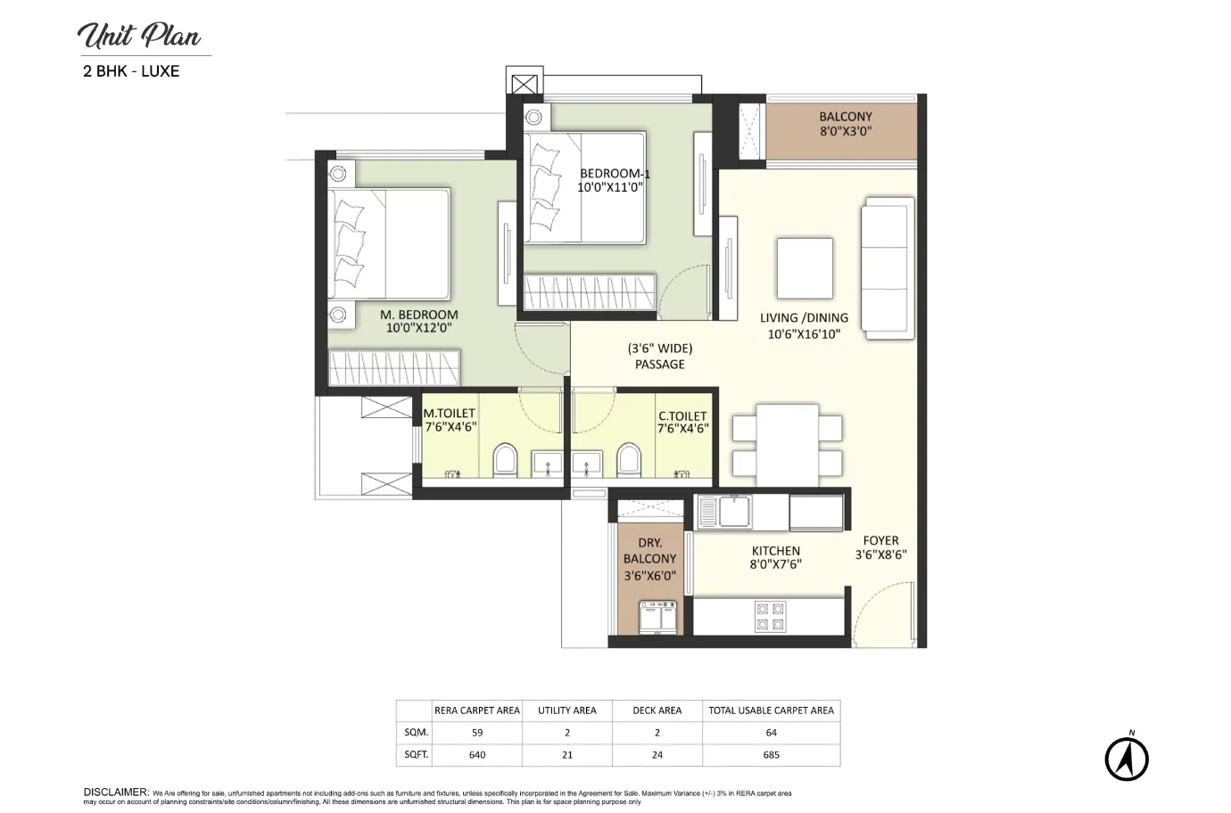Joyville Vyomora 2 BHK Suite Floor Plan