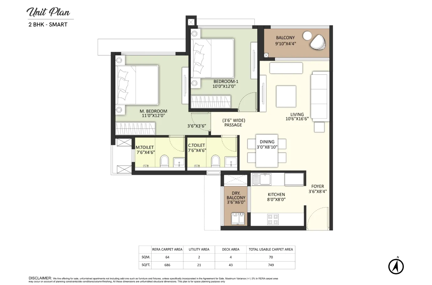 Joyville Vyomora 2 BHK Premium Floor Plan