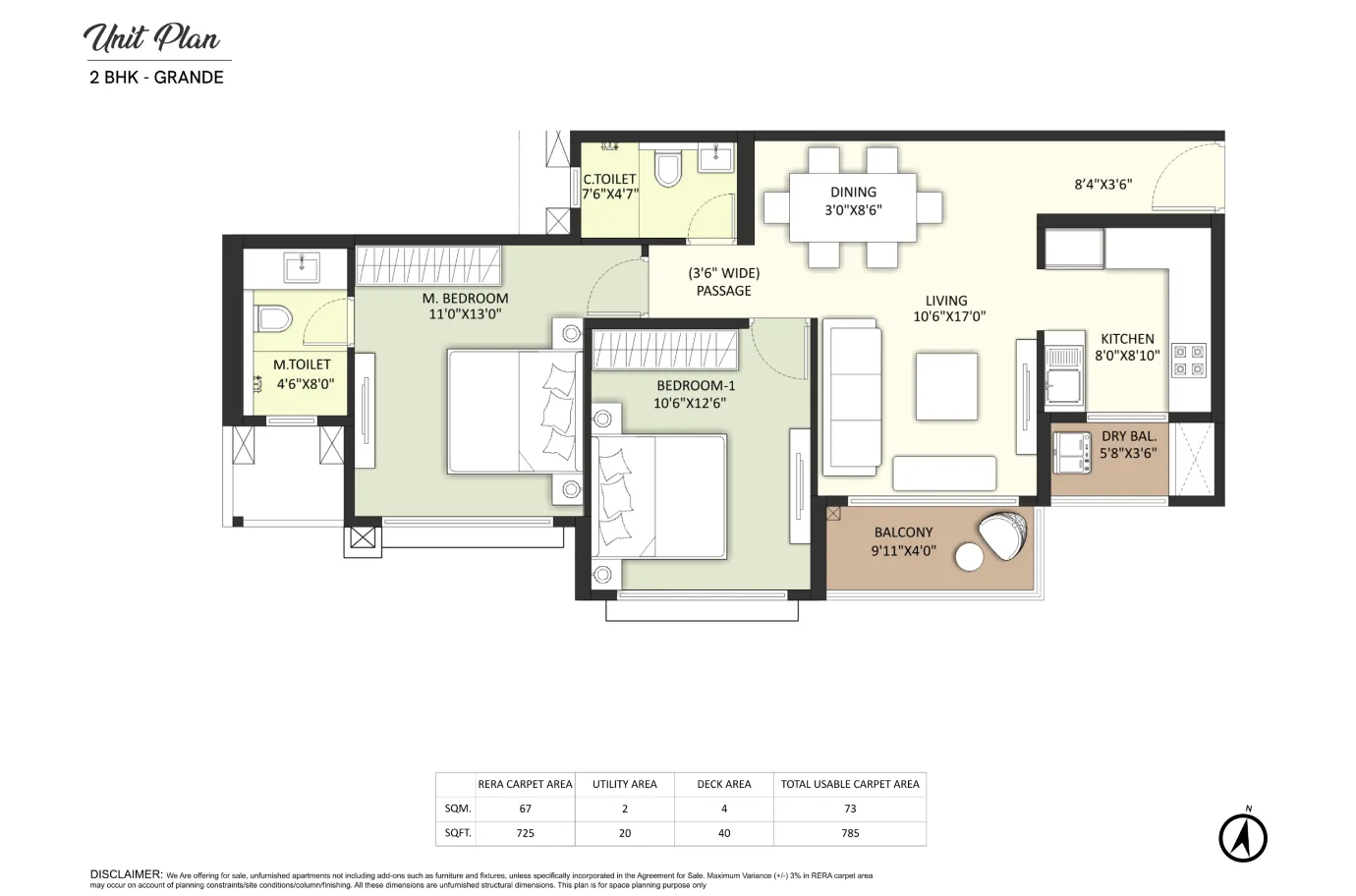 Joyville Vyomora 2 BHK Royale Floor Plan