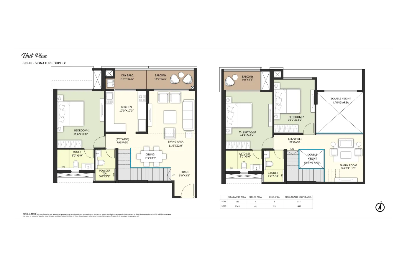 Joyville Vyomora 3 BHK Duplex Sky Villa Floor Plan