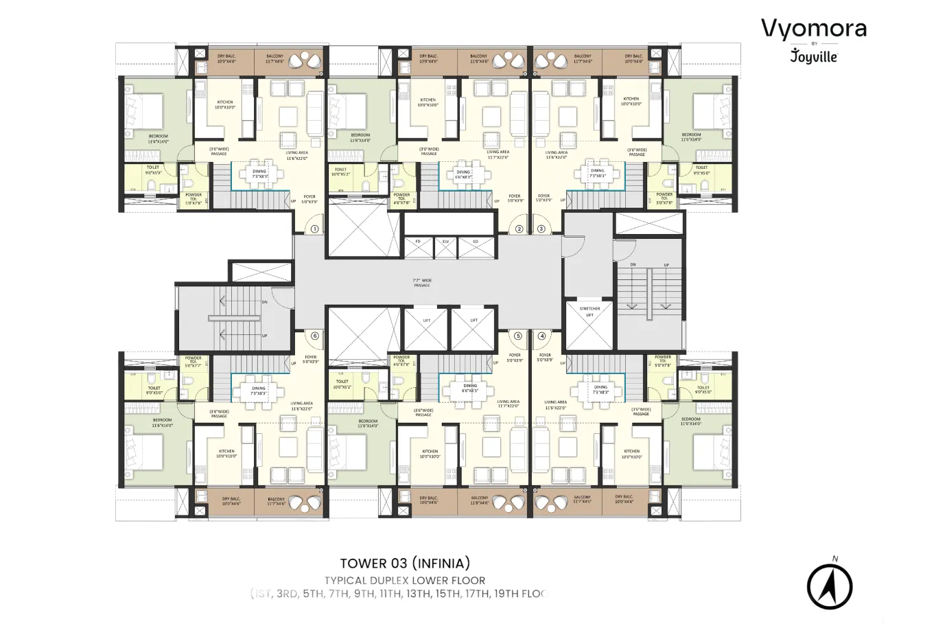 Joyville Vyomora Tower 03 (Infinia) Duplex Floor Plate Floor Plan