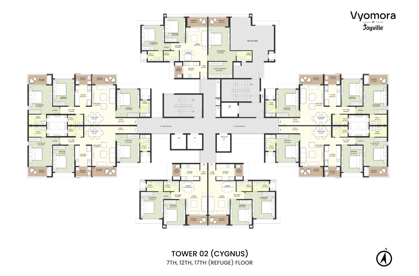 Joyville Vyomora Tower 02 (Cygnus) Typical Floor Plate Floor Plan